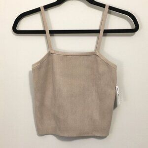 NWT Old Navy Beige Ribbed Square Neck Cropped Cami Size M